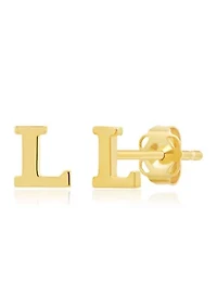 14K Yellow Gold Letter (L) Stud Earrings