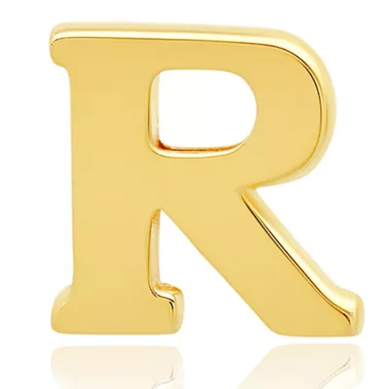 Letter R Stud Earrings in 14K Yellow Gold