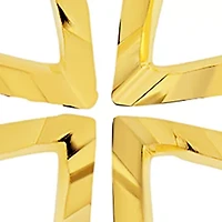 Genuine 14K Yellow Gold Minimalist Huggie Hoop Earrings with Dangle Diamond-Cut Cross