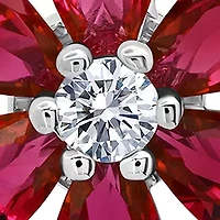 Created Ruby Flower Stud Earrings in 925 Sterling Silver 