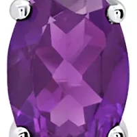 Genuine Amethyst  Oval Shape Dangle Earrings in 925 Sterling Silver (1.5 Inch)