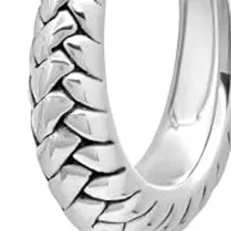 925 Sterling Silver Chunky Textured Braided Oval Hoop Earrings for Women | Hypoallergenic Chunky Silver Earrings | Anti Tarnish Silver Hoop Earrings for Women by MAX + STONE