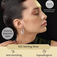 925 Sterling Silver Chunky Textured Braided Oval Hoop Earrings for Women | Hypoallergenic Chunky Silver Earrings | Anti Tarnish Silver Hoop Earrings for Women by MAX + STONE