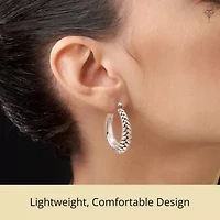 925 Sterling Silver Chunky Textured Braided Oval Hoop Earrings for Women | Hypoallergenic Chunky Silver Earrings | Anti Tarnish Silver Hoop Earrings for Women by MAX + STONE