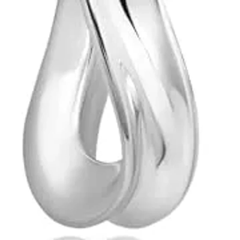 925 Sterling Silver Chunky Wavy Oval Hoop Earrings for Women | Hypoallergenic Chunky Silver Earrings | Anti Tarnish Silver Hoop Earrings for Women by MAX + STONE