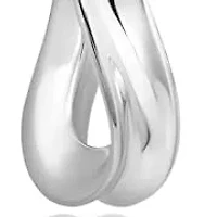 925 Sterling Silver Chunky Wavy Oval Hoop Earrings for Women | Hypoallergenic Chunky Silver Earrings | Anti Tarnish Silver Hoop Earrings for Women by MAX + STONE