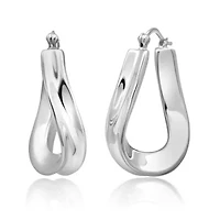 925 Sterling Silver Chunky Wavy Oval Hoop Earrings for Women | Hypoallergenic Chunky Silver Earrings | Anti Tarnish Silver Hoop Earrings for Women by MAX + STONE
