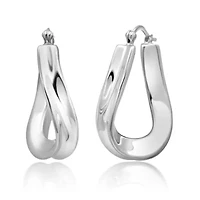 925 Sterling Silver Chunky Wavy Oval Hoop Earrings for Women | Hypoallergenic Chunky Silver Earrings | Anti Tarnish Silver Hoop Earrings for Women by MAX + STONE