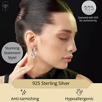 925 Sterling Silver Chunky Wavy Oval Hoop Earrings for Women | Hypoallergenic Chunky Silver Earrings | Anti Tarnish Silver Hoop Earrings for Women by MAX + STONE