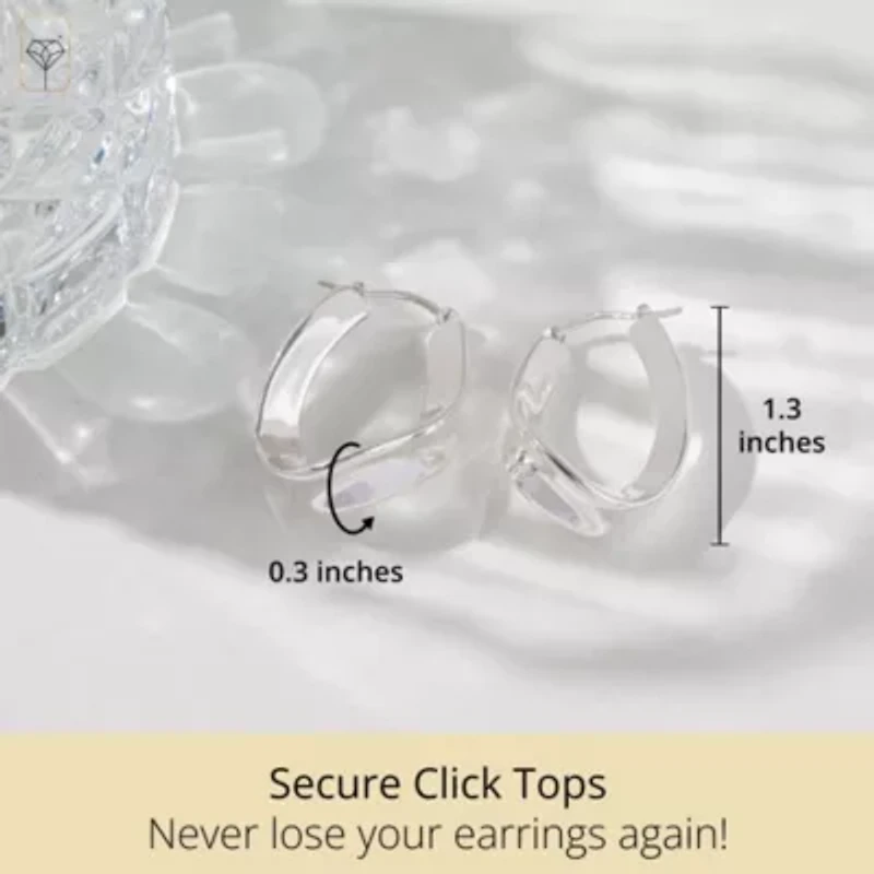 925 Sterling Silver Chunky Wavy Oval Hoop Earrings for Women | Hypoallergenic Chunky Silver Earrings | Anti Tarnish Silver Hoop Earrings for Women by MAX + STONE