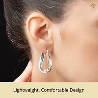 925 Sterling Silver Chunky Wavy Oval Hoop Earrings for Women | Hypoallergenic Chunky Silver Earrings | Anti Tarnish Silver Hoop Earrings for Women by MAX + STONE