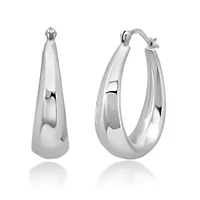 925 Sterling Silver Chunky Hammered Finish Hoop Earrings for Women | Hypoallergenic Chunky Silver Earrings | Anti Tarnish Silver Hoop Earrings for Women by MAX + STONE