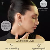 925 Sterling Silver Chunky Hammered Finish Hoop Earrings for Women | Hypoallergenic Chunky Silver Earrings | Anti Tarnish Silver Hoop Earrings for Women by MAX + STONE