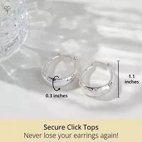 925 Sterling Silver Chunky Hammered Finish Hoop Earrings for Women | Hypoallergenic Chunky Silver Earrings | Anti Tarnish Silver Hoop Earrings for Women by MAX + STONE