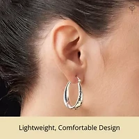 925 Sterling Silver Chunky Hammered Finish Hoop Earrings for Women | Hypoallergenic Chunky Silver Earrings | Anti Tarnish Silver Hoop Earrings for Women by MAX + STONE