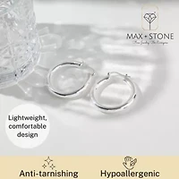 925 Sterling Silver Polished Chunky Hoop Earrings for Women | Hypoallergenic Round Sterling Silver Hoop Earrings | Lightweight Thick Silver Earrings Hoops 1.5 Inches by MAX + STONE