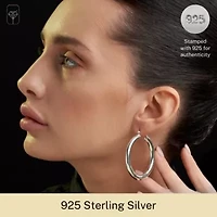 925 Sterling Silver Polished Chunky Hoop Earrings for Women | Hypoallergenic Round Sterling Silver Hoop Earrings | Lightweight Thick Silver Earrings Hoops Inches by MAX + STONE