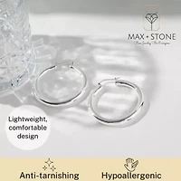 925 Sterling Silver Polished Chunky Hoop Earrings for Women | Hypoallergenic Round Sterling Silver Hoop Earrings | Lightweight Thick Silver Earrings Hoops Inches by MAX + STONE