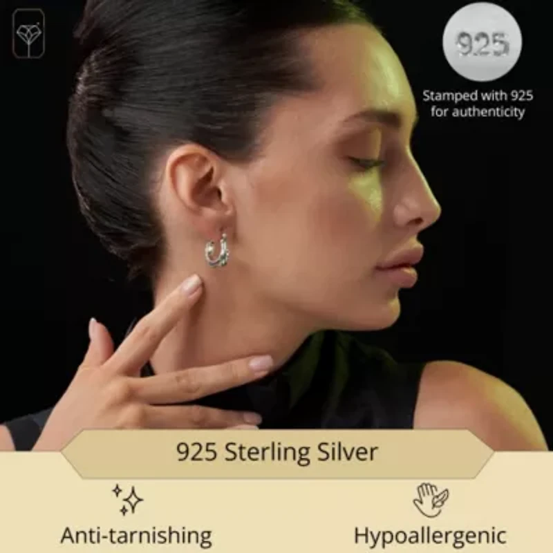 925 Sterling Silver Hoop Earrings for Women | Lightweight Oxidized Filigree Chunky Silver Earrings | Hypoallergenic Anti Tarnish Silver Hoop Earrings for Women by MAX + STONE