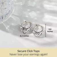 925 Sterling Silver Hoop Earrings for Women | Lightweight Oxidized Filigree Chunky Silver Earrings | Hypoallergenic Anti Tarnish Silver Hoop Earrings for Women by MAX + STONE