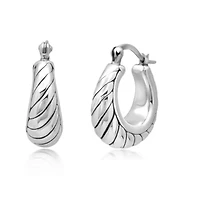 925 Sterling Silver Hoop Earrings for Women | Lightweight Oxidized Braided Twist Chunky Silver Earrings | Hypoallergenic Anti Tarnish Silver Hoop Earrings for Women by MAX + STONE