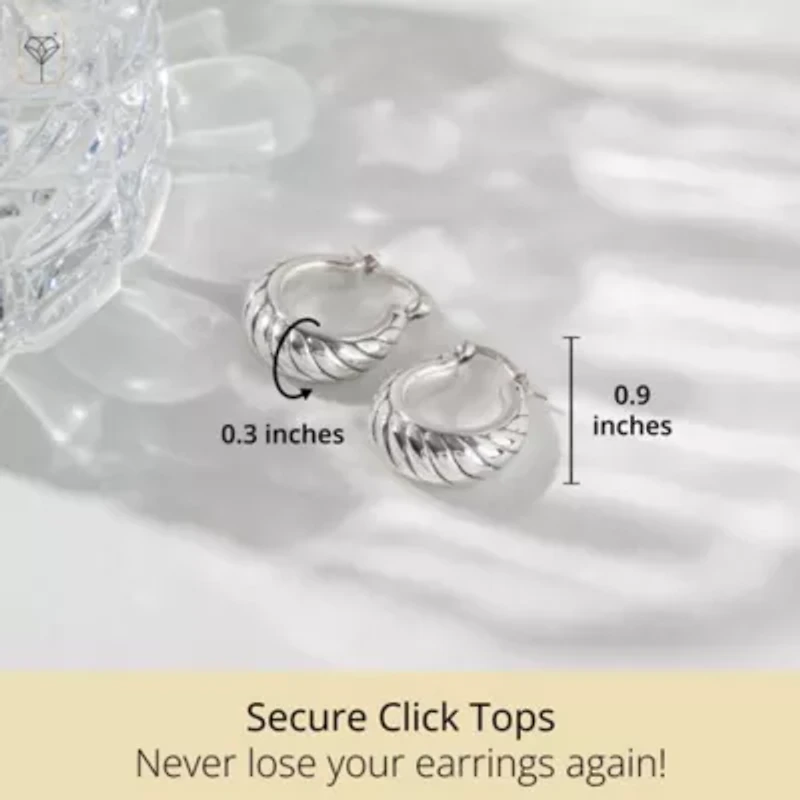 925 Sterling Silver Hoop Earrings for Women | Lightweight Oxidized Braided Twist Chunky Silver Earrings | Hypoallergenic Anti Tarnish Silver Hoop Earrings for Women by MAX + STONE