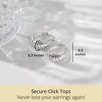 925 Sterling Silver Hoop Earrings for Women | Lightweight Oxidized Braided Twist Chunky Silver Earrings | Hypoallergenic Anti Tarnish Silver Hoop Earrings for Women by MAX + STONE