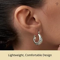 925 Sterling Silver Hoop Earrings for Women | Lightweight Oxidized Braided Twist Chunky Silver Earrings | Hypoallergenic Anti Tarnish Silver Hoop Earrings for Women by MAX + STONE