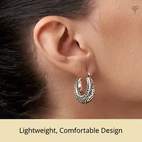 925 Sterling Silver Hoop Earrings for Women | Lightweight Oxidized Beaded Filigree Chunky Silver Earrings | Hypoallergenic Anti Tarnish Silver Hoop Earrings for Women by MAX + STONE