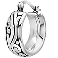 925 Sterling Silver Hoop Earrings for Women | Lightweight Oxidized Waved Filigree Chunky Silver Earrings | Hypoallergenic Anti Tarnish Silver Hoop Earrings for Women by MAX + STONE