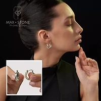 925 Sterling Silver Hoop Earrings for Women | Lightweight Oxidized Waved Filigree Chunky Silver Earrings | Hypoallergenic Anti Tarnish Silver Hoop Earrings for Women by MAX + STONE