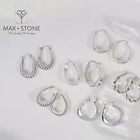 925 Sterling Silver Hoop Earrings for Women | Lightweight Oxidized Waved Filigree Chunky Silver Earrings | Hypoallergenic Anti Tarnish Silver Hoop Earrings for Women by MAX + STONE