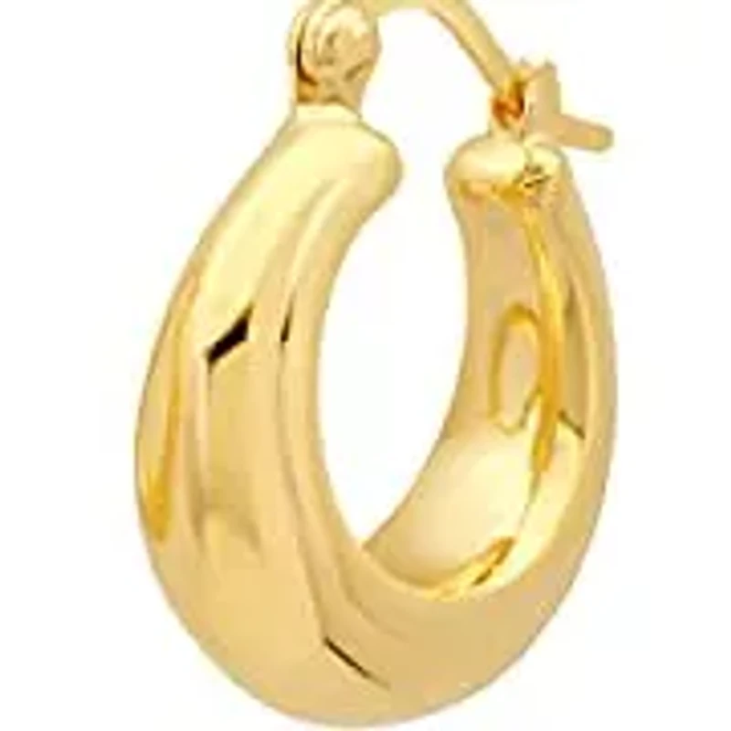 14K Yellow Gold Plated Hoop Earrings for Women with Click Top | 0.75 Inch Lightweight Chunky Polished 14K Gold Hoop Earrings | Hypoallergenic Gold Plated Earrings by MAX + STONE