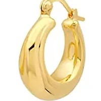 14K Yellow Gold Plated Hoop Earrings for Women with Click Top | 0.75 Inch Lightweight Chunky Polished 14K Gold Hoop Earrings | Hypoallergenic Gold Plated Earrings by MAX + STONE