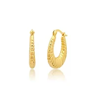 14K Yellow Gold Plated Hoop Earrings for Women with Click Top | 1 Inch Lightweight Chunky Oval Sectioned 14K Gold Hoop Earrings | Hypoallergenic Gold Plated Earrings by MAX + STONE