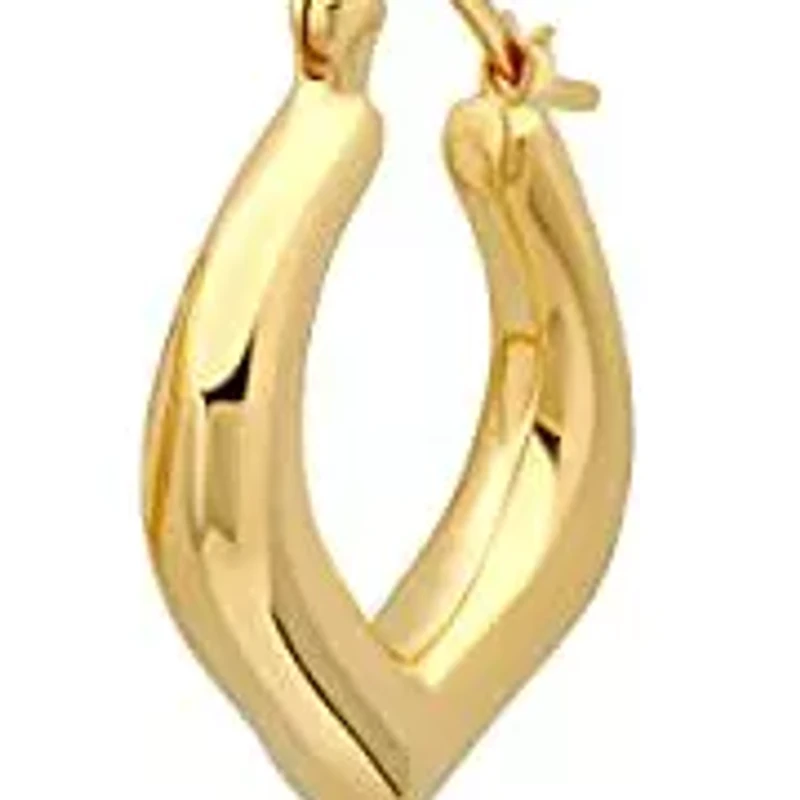 14K Yellow Gold Plated Hoop Earrings for Women with Click Top | 1 Inch Lightweight Chunky Curved V 14K Gold Hoop Earrings | Hypoallergenic Gold Plated Earrings by MAX + STONE