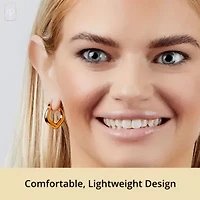 14K Yellow Gold Plated Hoop Earrings for Women with Click Top | 1 Inch Lightweight Chunky Curved V 14K Gold Hoop Earrings | Hypoallergenic Gold Plated Earrings by MAX + STONE