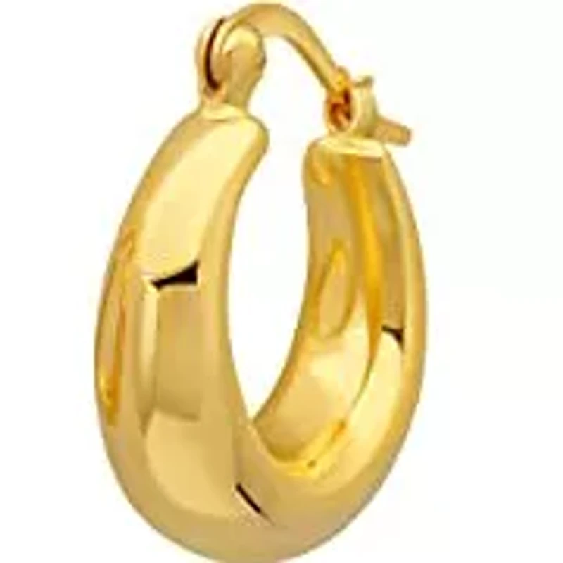 14K Yellow Gold Plated Hoop Earrings for Women with Click Top | 0.75 Inch Lightweight Chunky Round Polished 14K Gold Hoop Earrings | Hypoallergenic Gold Plated Earrings by MAX + STONE