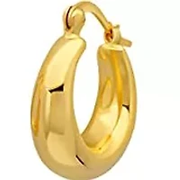 14K Yellow Gold Plated Hoop Earrings for Women with Click Top | 0.75 Inch Lightweight Chunky Round Polished 14K Gold Hoop Earrings | Hypoallergenic Gold Plated Earrings by MAX + STONE