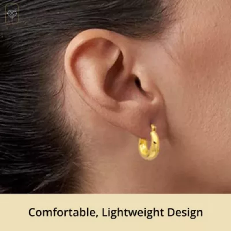 14K Yellow Gold Plated Hoop Earrings for Women with Click Top | 0.75 Inch Lightweight Chunky Round Polished 14K Gold Hoop Earrings | Hypoallergenic Gold Plated Earrings by MAX + STONE