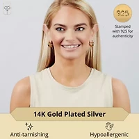 14K Yellow Gold Plated Hoop Earrings for Women with Click Top | 1 Inch Lightweight Chunky Hammered Finish 14K Gold Hoop Earrings | Hypoallergenic Gold Plated Earrings by MAX + STONE