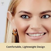 14K Yellow Gold Plated Hoop Earrings for Women with Click Top | 1 Inch Lightweight Chunky Hammered Finish 14K Gold Hoop Earrings | Hypoallergenic Gold Plated Earrings by MAX + STONE