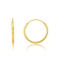 Solid 14k Gold Hoop Earrings 1mm Tube Flex Continuous in 10mm-14mm (0.4-1 Inch) Diameter Gold Hoop Earrings