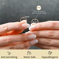 Solid 14k Gold Hoop Earrings 1mm Tube Flex Continuous in 10mm-14mm (0.4-1 Inch) Diameter Gold Hoop Earrings