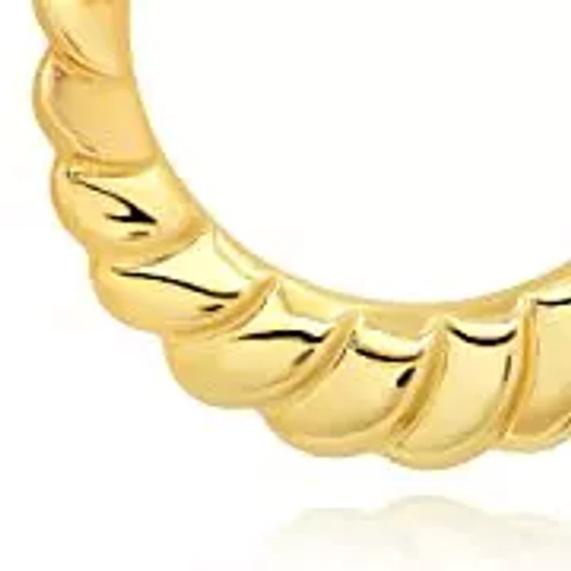 Solid 14K Gold Hoop Earrings for Women | 25mm Oval Croissant 14K Gold Hoop Earrings with Click-top Closure | Hypoallergenic Real 14 Karat Earring Hoops by MAX + STONE