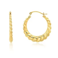 Solid 14K Gold Hoop Earrings for Women | 25mm Oval Croissant 14K Gold Hoop Earrings with Click-top Closure | Hypoallergenic Real 14 Karat Earring Hoops by MAX + STONE