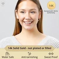 Solid 14K Gold Hoop Earrings for Women | 25mm Oval Croissant 14K Gold Hoop Earrings with Click-top Closure | Hypoallergenic Real 14 Karat Earring Hoops by MAX + STONE