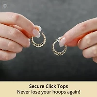 Solid 14K Gold Hoop Earrings for Women | 25mm Oval Croissant 14K Gold Hoop Earrings with Click-top Closure | Hypoallergenic Real 14 Karat Earring Hoops by MAX + STONE