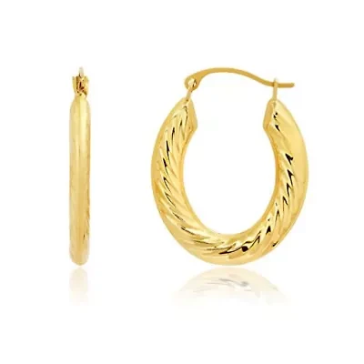 Solid 14K Gold Hoop Earrings for Women | 23mm Chunky Twist 14K Gold Hoop Earrings with Click-top Closure | Hypoallergenic Real 14 Karat Earring Hoops by MAX + STONE