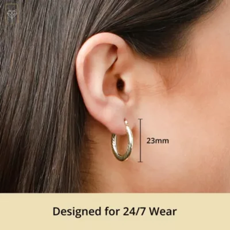 Solid 14K Gold Hoop Earrings for Women | 23mm Chunky Twist 14K Gold Hoop Earrings with Click-top Closure | Hypoallergenic Real 14 Karat Earring Hoops by MAX + STONE